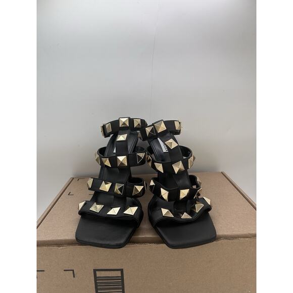 Steve Madden Studded Stiletto Sandal Black Multi Strap Back - Picture 3 of 5